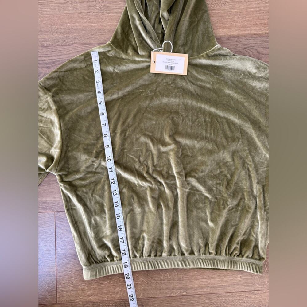 NWT Free People Araminta James Velour Crop Hoodie Khaki Green Size Small - Picture 11 of 12